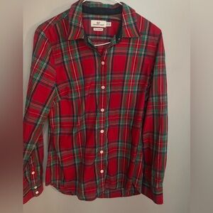 Vineyard Vines red Plaid Button Down With Cashmere Size 8